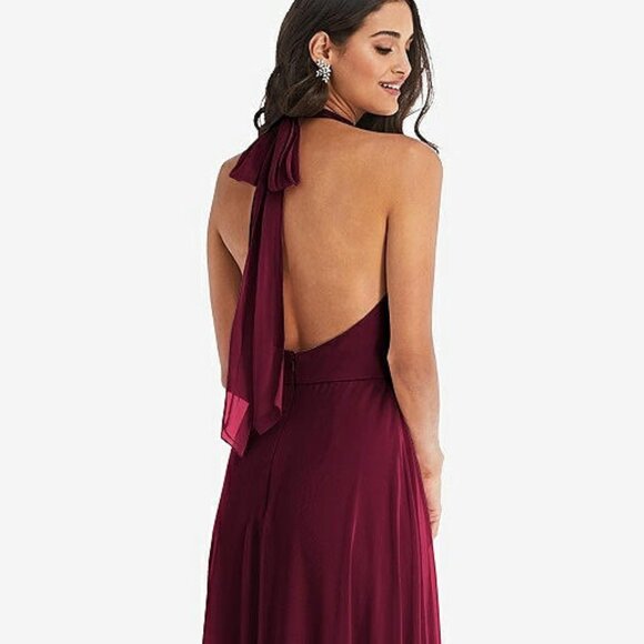 After Six 1545....High Neck Halter Backless Maxi Dress...Cabernet...Size 18 - Picture 3 of 6